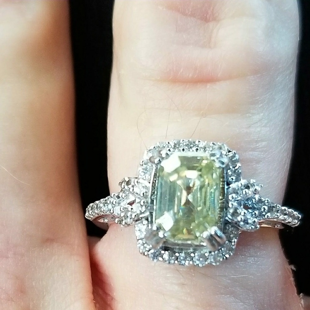 Canary Yellow Moissanite Emerald Cut Ring